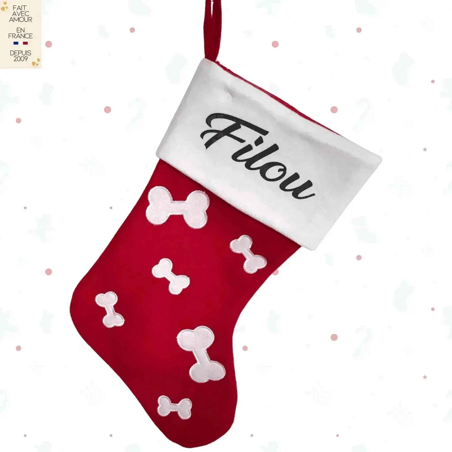 Bas de Noël Personnalisé pour Bébé - Mon Premier Noel - Fait Main en France - Botte de Noël, Chaussette de Noël Brodée - Motif au choix