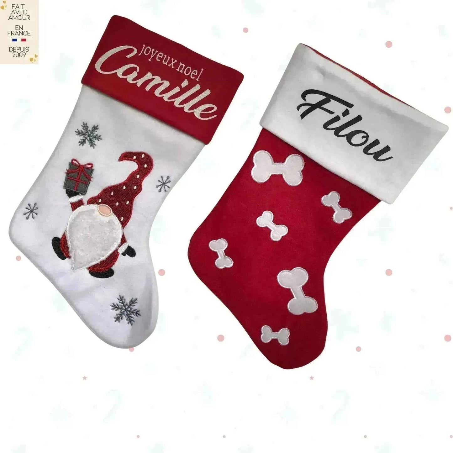 Bas de Noël Personnalisé - Cadeau pour animal de compagnie - Personnalisation en Français - Livraison rapide