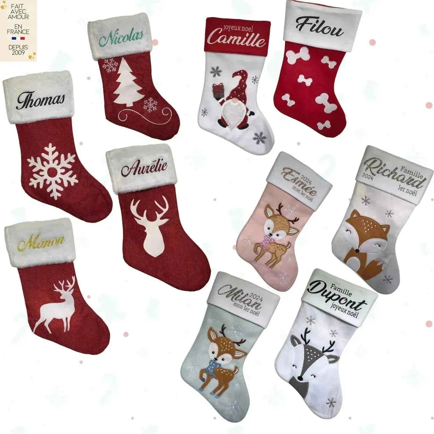 Bas de Noël Personnalisé - Cadeau pour animal de compagnie - Personnalisation en Français - Livraison rapide