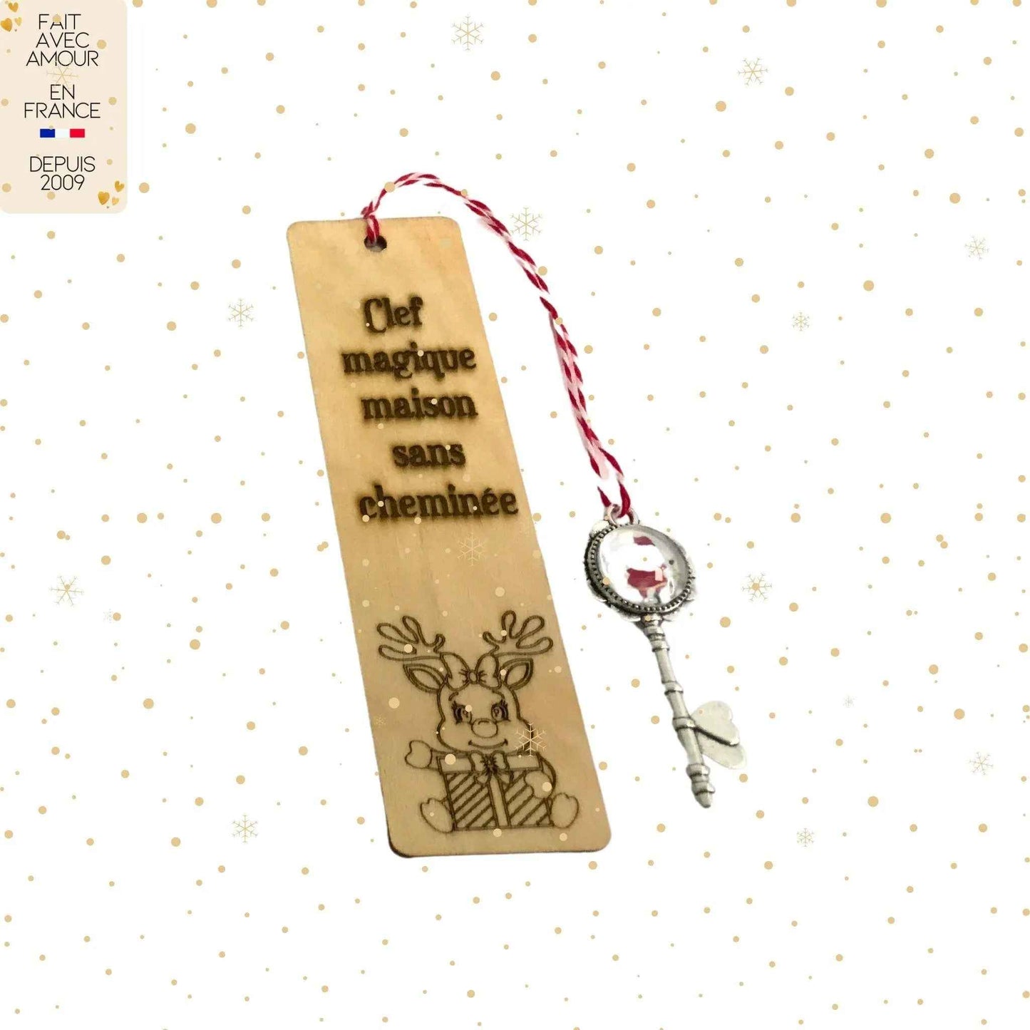 Clé Magique du Père Noël - Cadeau de Noël livré à temps - Accessoire tendance Noël - Fait main en France