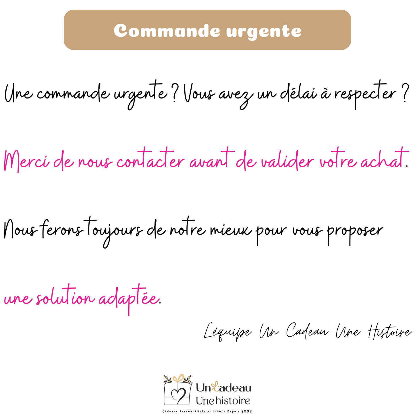 Votre commande vous parvient sous 2 à 4 jours ouvrés.