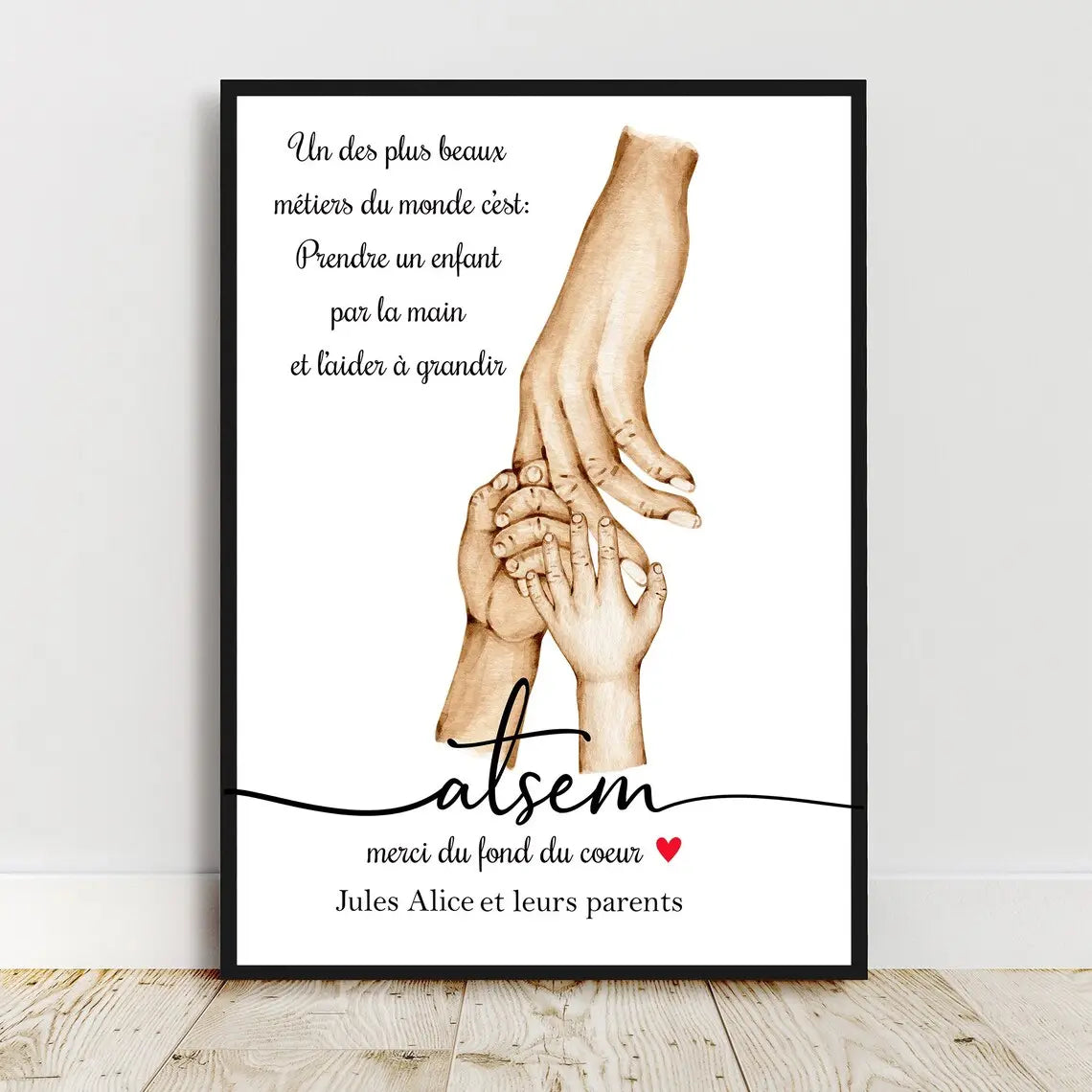Présentation d’une affiche A4 cadeau pour Atsem, maîtresse ou AESH.