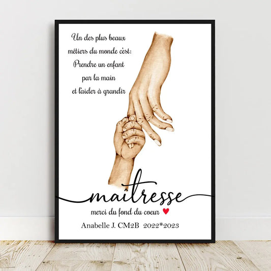 Affiche personnalisée A4 pour nounou, cadeau de fin d’année unique.