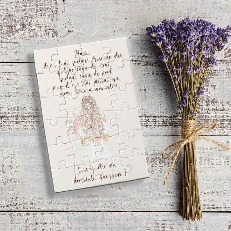 Original witness request puzzle, customizable text, bridesmaid request, gift bag, handmade, original puzzle