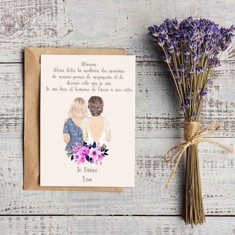 Personalized wedding invitation, French crafts, text of your choice, bohemian theme wedding idea, postcard format, stationery, style