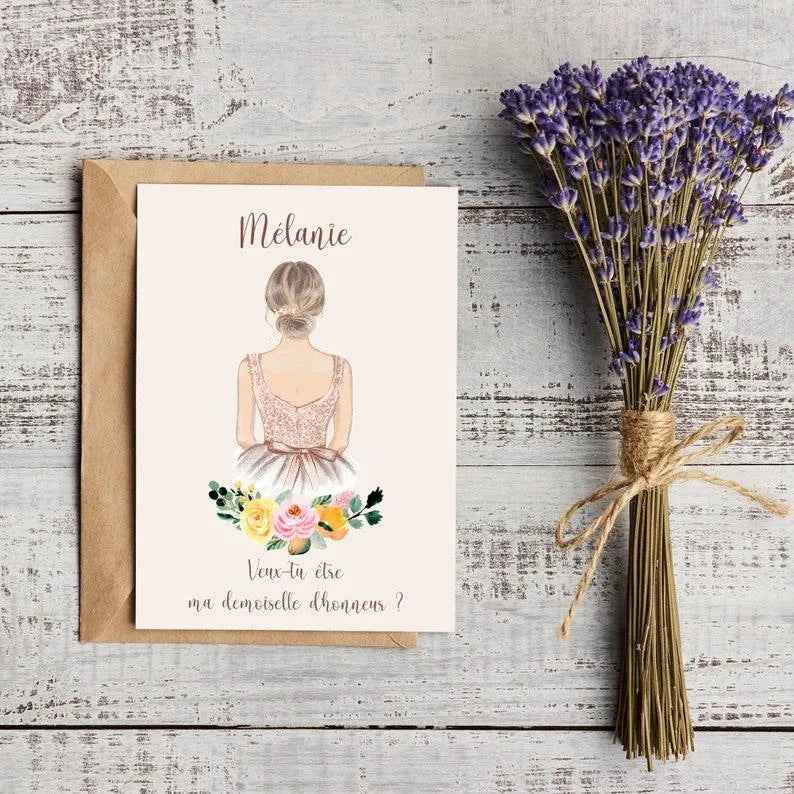 Wedding invitation with customizable text, French creation, original wedding invitation, A6 10x15cm, stationery, bohemian theme wedding