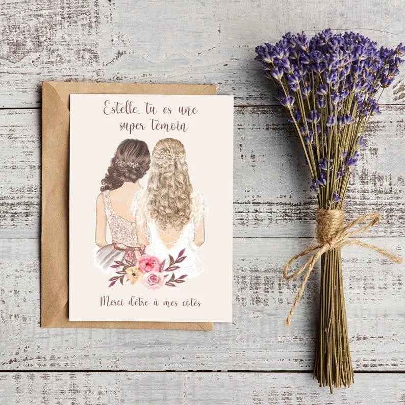 Personalized witness request card, A6 format 10x15cm, your text, free gift envelope, thank you card, card, announcement, wedding