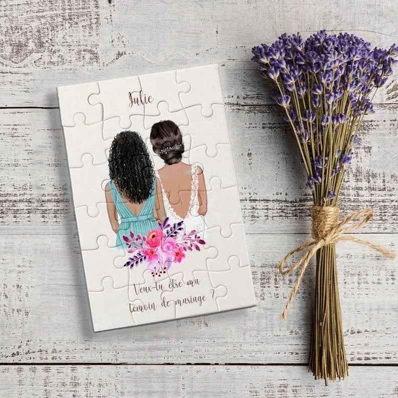 Women's puzzle with customizable message, French puzzle, inexpensive puzzle, puzzle, free gift bag, original wedding puzzle
