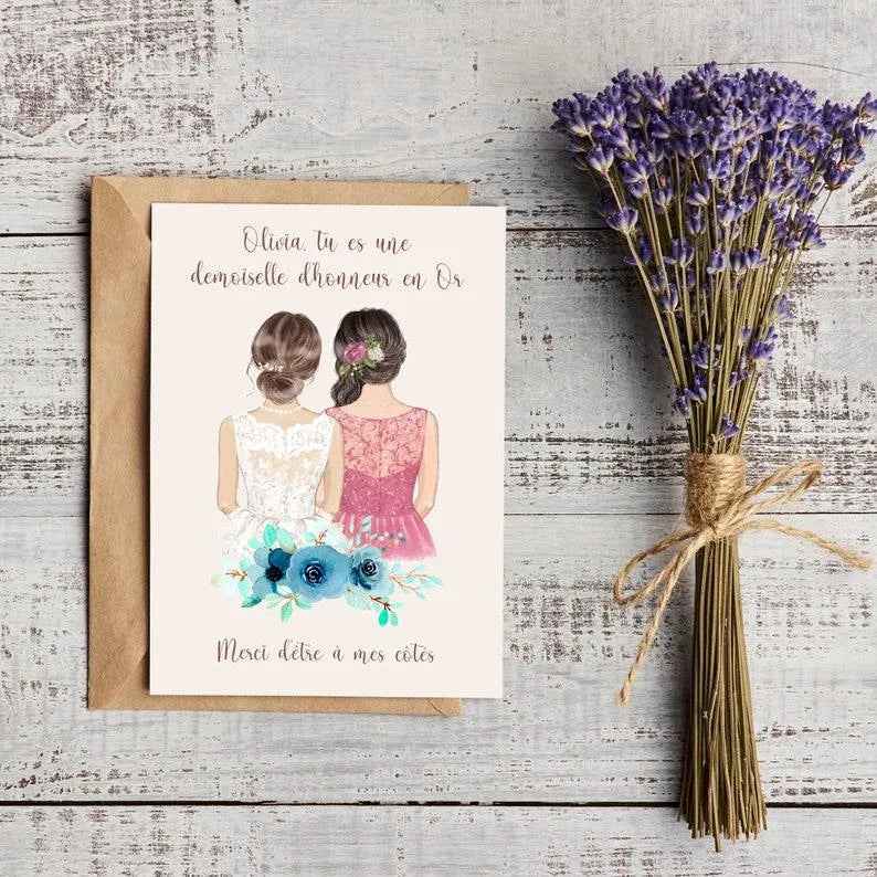 Witness request card, bridesmaid request card, customizable text, wedding card idea, thank you, A6 format, free envelope