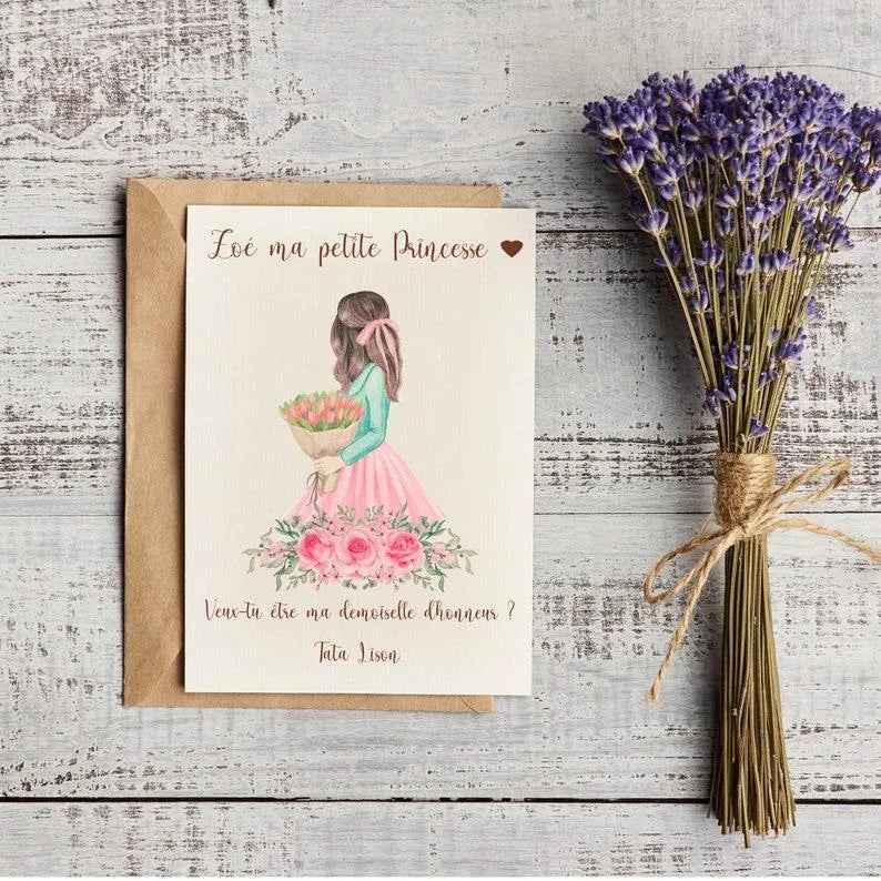 Original announcement for wedding ring bearer, wedding card idea with text, thank you card, postcard format, A6 card 10x15cm