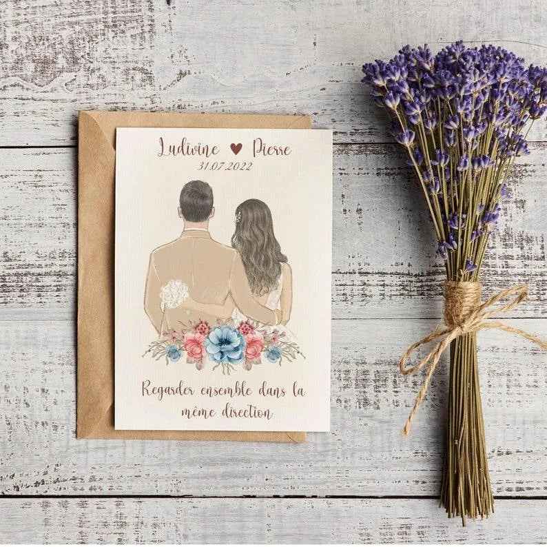 Personalized request card, customizable text, engagement, witness, bridesmaid, wedding, A6 postcard, 10x15cm, unique piece