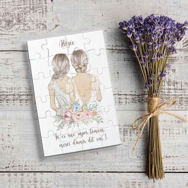 Personalized announcement puzzle, 24 piece French puzzle on the theme of marriage, inexpensive puzzle, free gift bag, top good deal