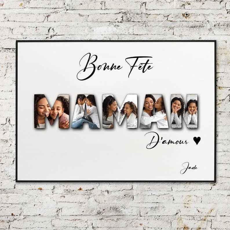 Poster with personalized photograph, optional frame, godmother gift, godfather gift or other recipient