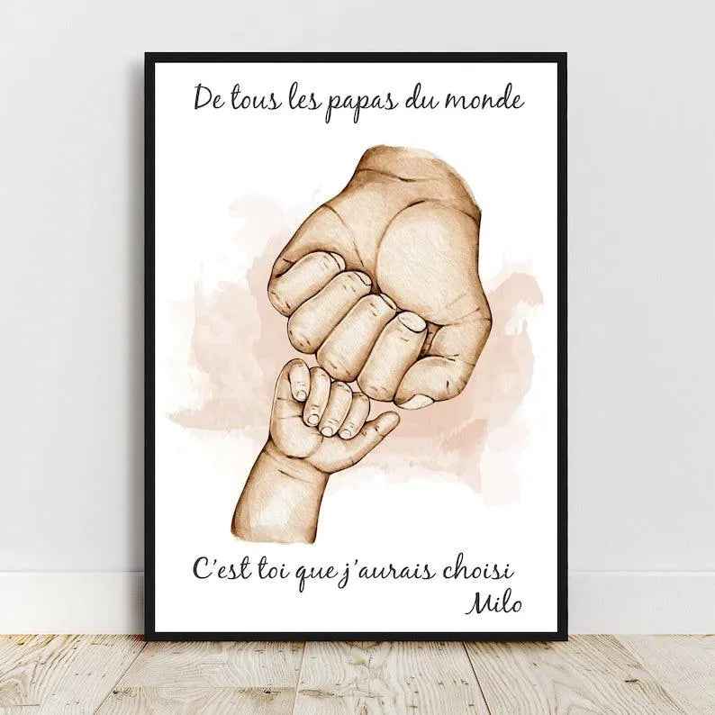 Father's Day gift, personalized happy dad's day poster, A4 format, young dad gift idea, family portrait, dad pregnancy announcement