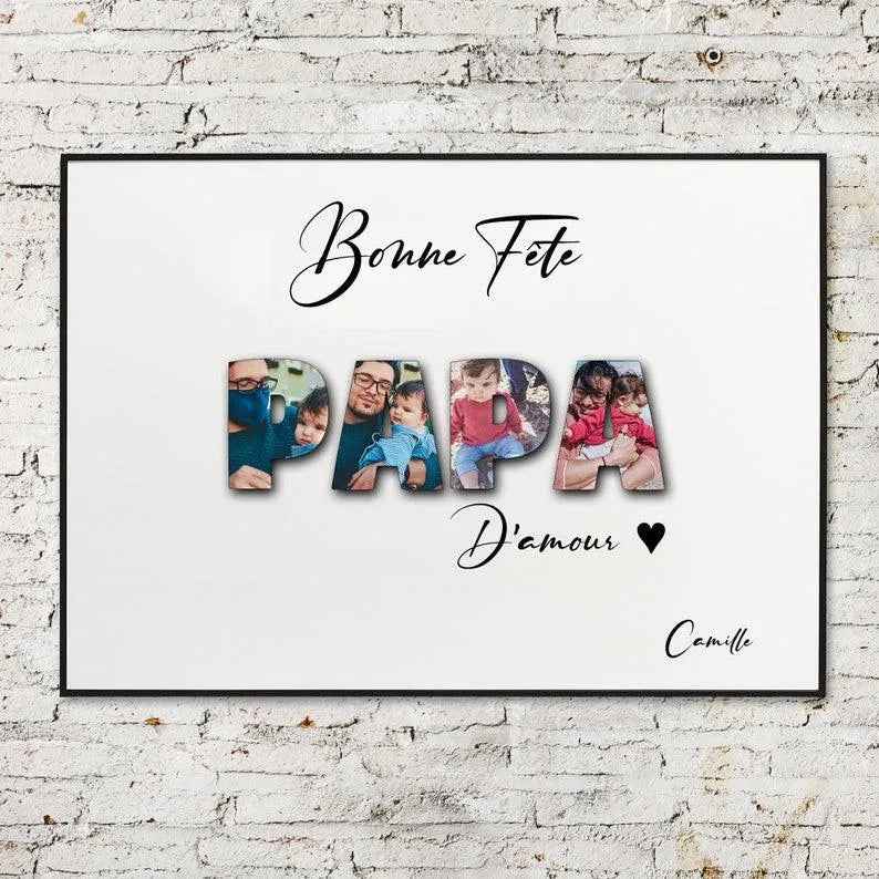 Poster with personalized photograph, optional frame, godmother gift, godfather gift or other recipient