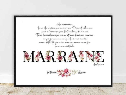 Personalized gift for godmother / Special Offer / Personalized text poster, thank you godmother poster, gift at a low price