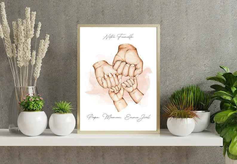 Personalized family poster, A4-A5-A6 format, without frame, dad gift, mom gift, family portrait, inexpensive personalized gift