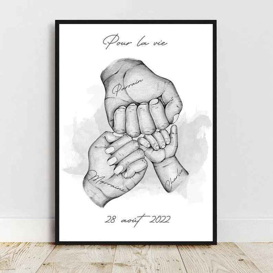 Personalized Godfather and Godmother Poster - Baptism or Christmas Gift Idea - Godchild Gift - Made in France