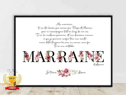 Personalized gift for godmother / Special Offer / Personalized text poster, thank you godmother poster, gift at a low price