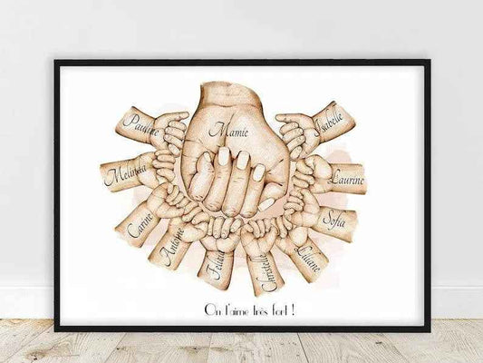 Affiche personnalisée maman, Affiche mamie, format A4, cadeaux fete des meres, personnalisation, création Française, livraison rapide