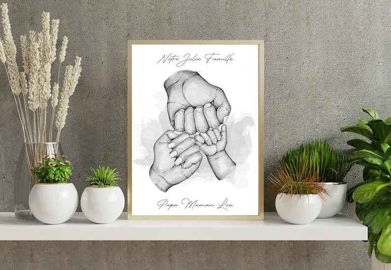 Personalized family poster, A4-A5-A6 format, without frame, dad gift, mom gift, family portrait, inexpensive personalized gift