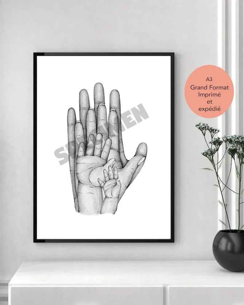Personalized family poster, A3 format 42x29.7cm, A3 frame available as an option, family gift, gift for dad, gift for mom