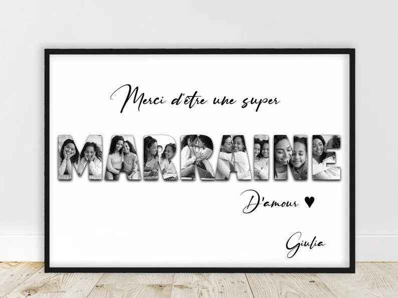 Gift for man, gift for woman, Personalized poster with word in photography, a4 or a3 format, optional frame