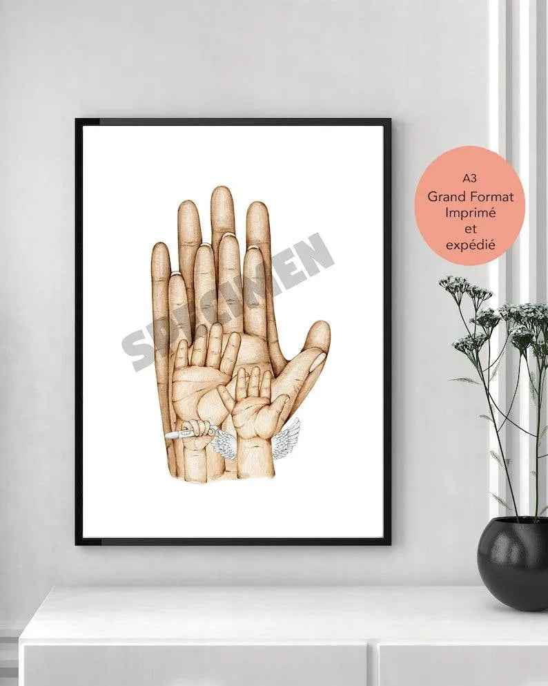 Personalized family poster, A3 format 42x29.7cm, A3 frame available as an option, family gift, gift for dad, gift for mom