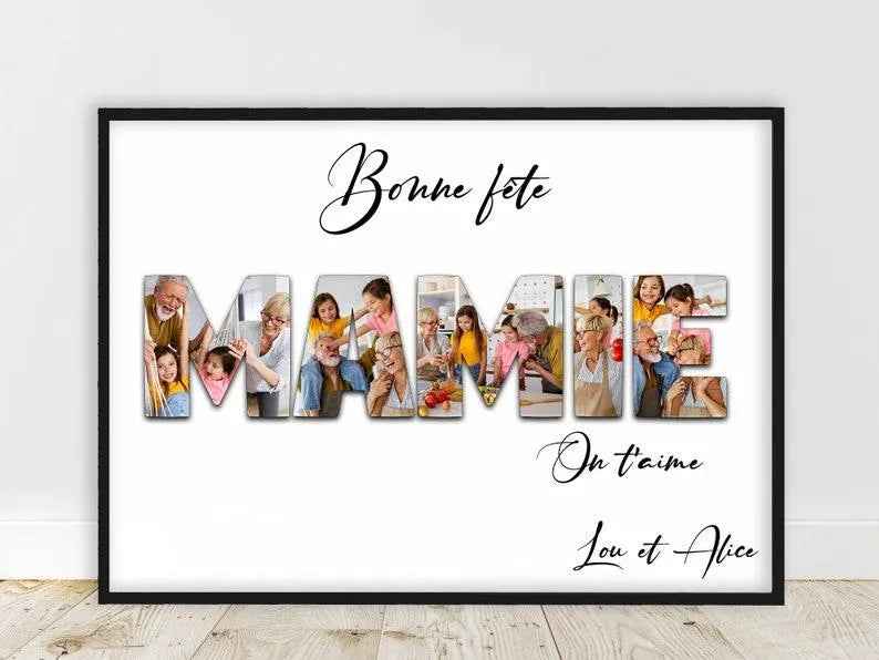 Poster with personalized photograph, optional frame, godmother gift, godfather gift or other recipient
