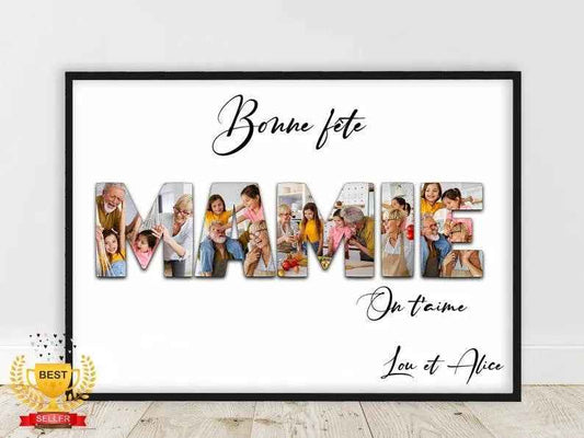 Cadeau fête des mères / PROMO/ Affiche photos mot personnalisé, Affiche bonne fête Maman, texte et destinataire personnalisable