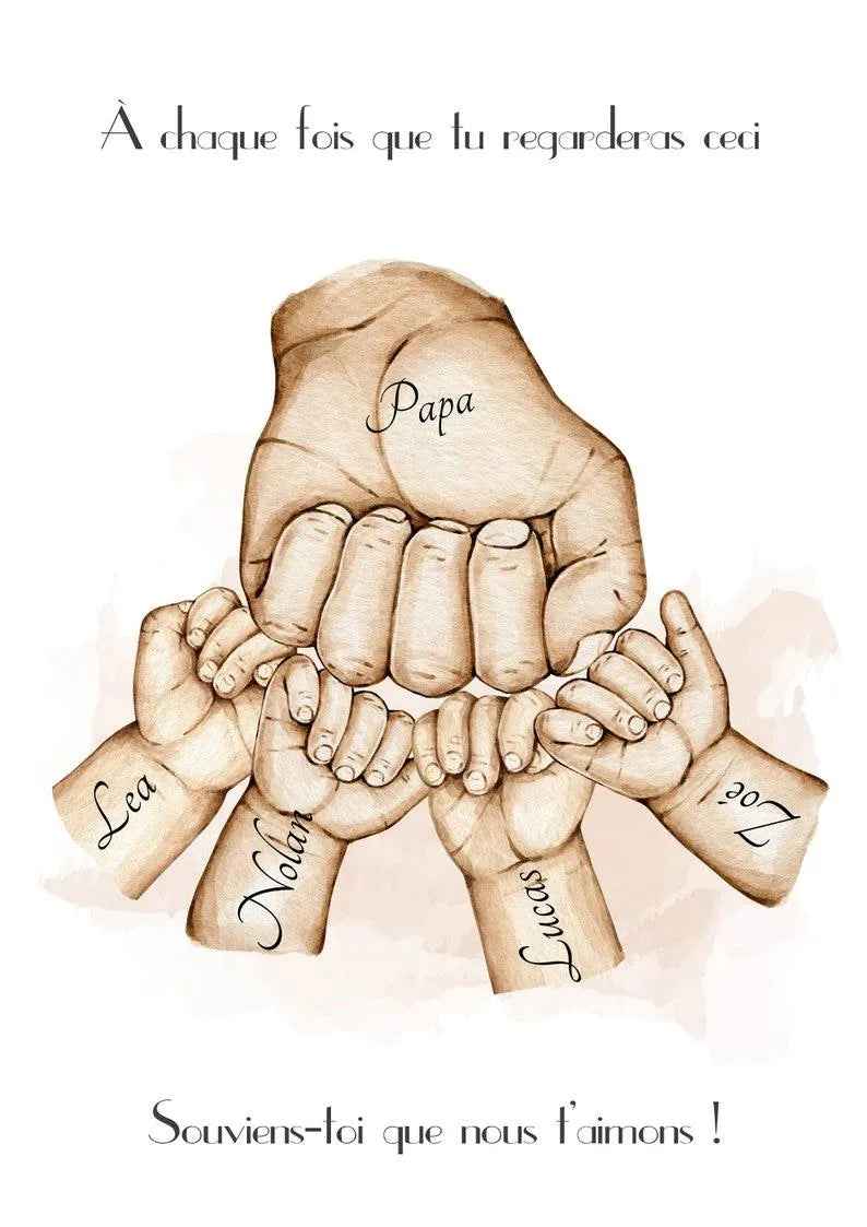 Bonne fête PAPA, Affiche A4 Portrait personnalisé, cadeau anniversaire, cadeau fête des pères, couleur et texte personnalisables