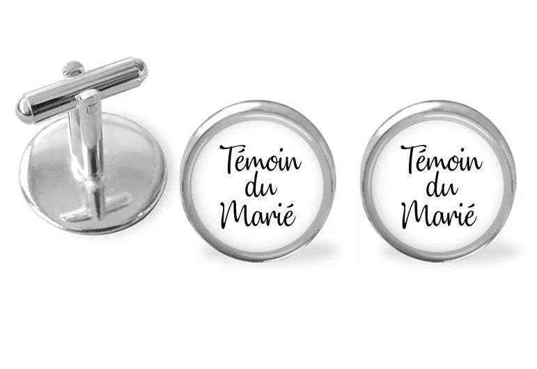 Boutons de manchette personnalisés avec initiales – Idéal pour marié, témoin, famille (père, frère, papy) – Choix de texte et couleur