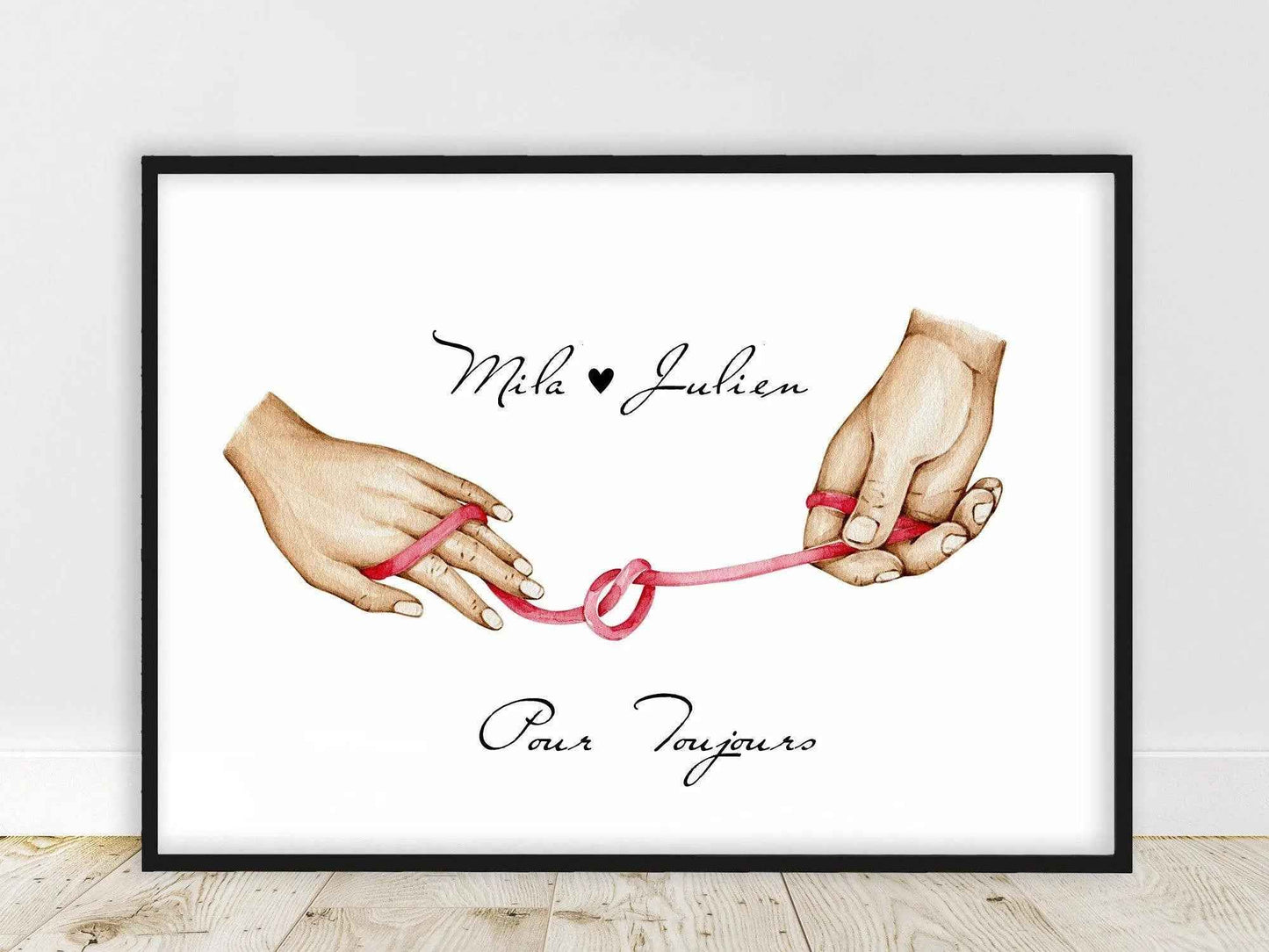 Portrait personnalisé, affiche Couple Uni, texte et couleur personnalisable, cadeau pour couple, cadeau pour amoureux