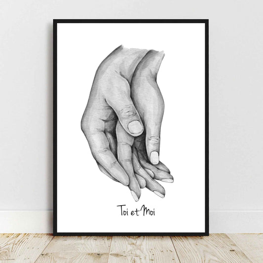 Portrait personnalisé, affiche Couple Tendresse, texte et couleur personnalisable, amour couple, cadeau pour couple, cadeau pour amoureux