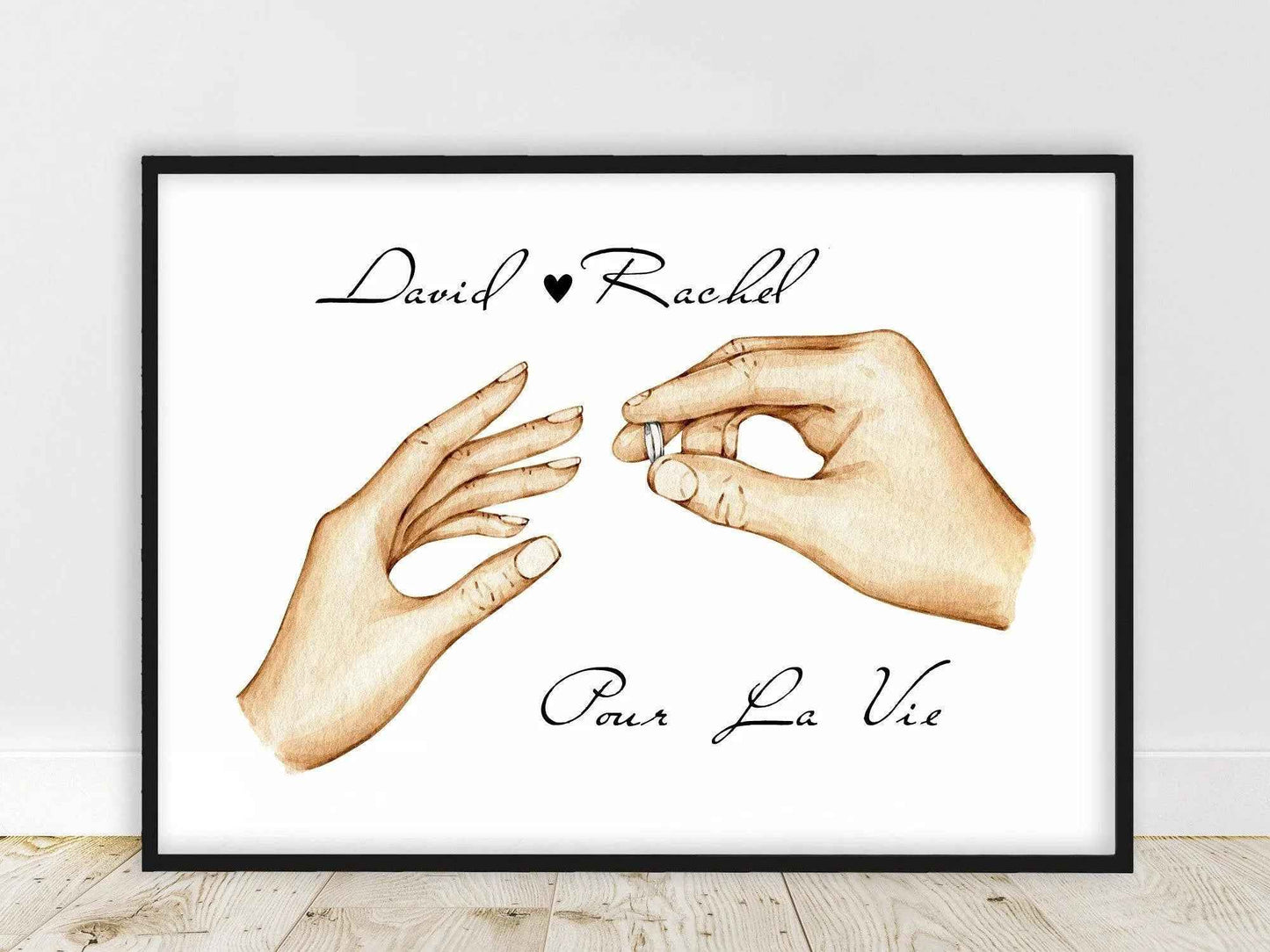 Portrait personnalisé, affiche Couple Alliance, texte et couleur personnalisable, union couple, cadeau couple, cadeau amoureux