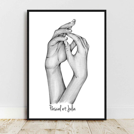 Portrait personnalisé, Couple complicité, texte et couleur personnalisable, amour couple, cadeau pour amoureux, texte personnalisable