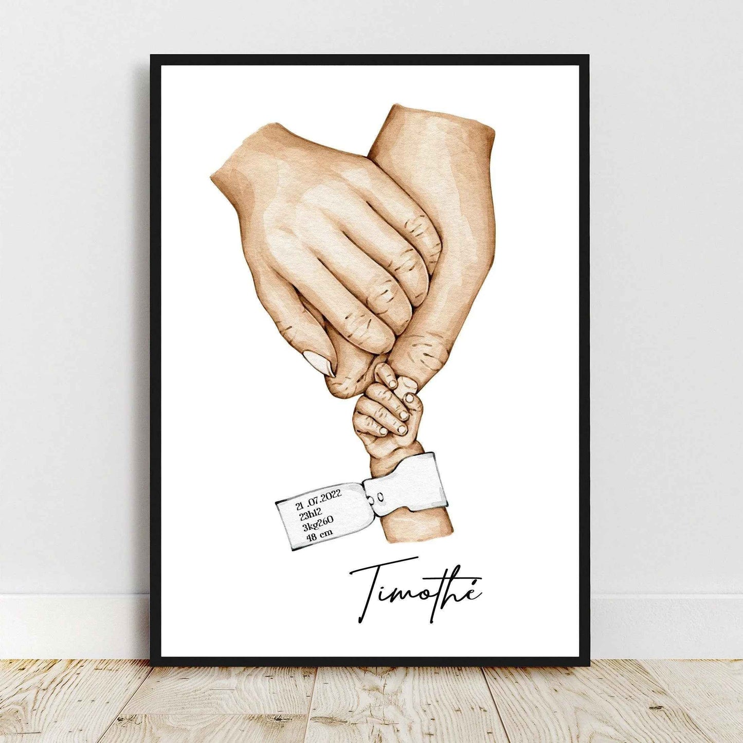 Affiche Bracelet Maternité, Cadeau de naissance personnalisé, Affiche A4 bracelet naissance, cadeau fête des pères, fêtes des mères