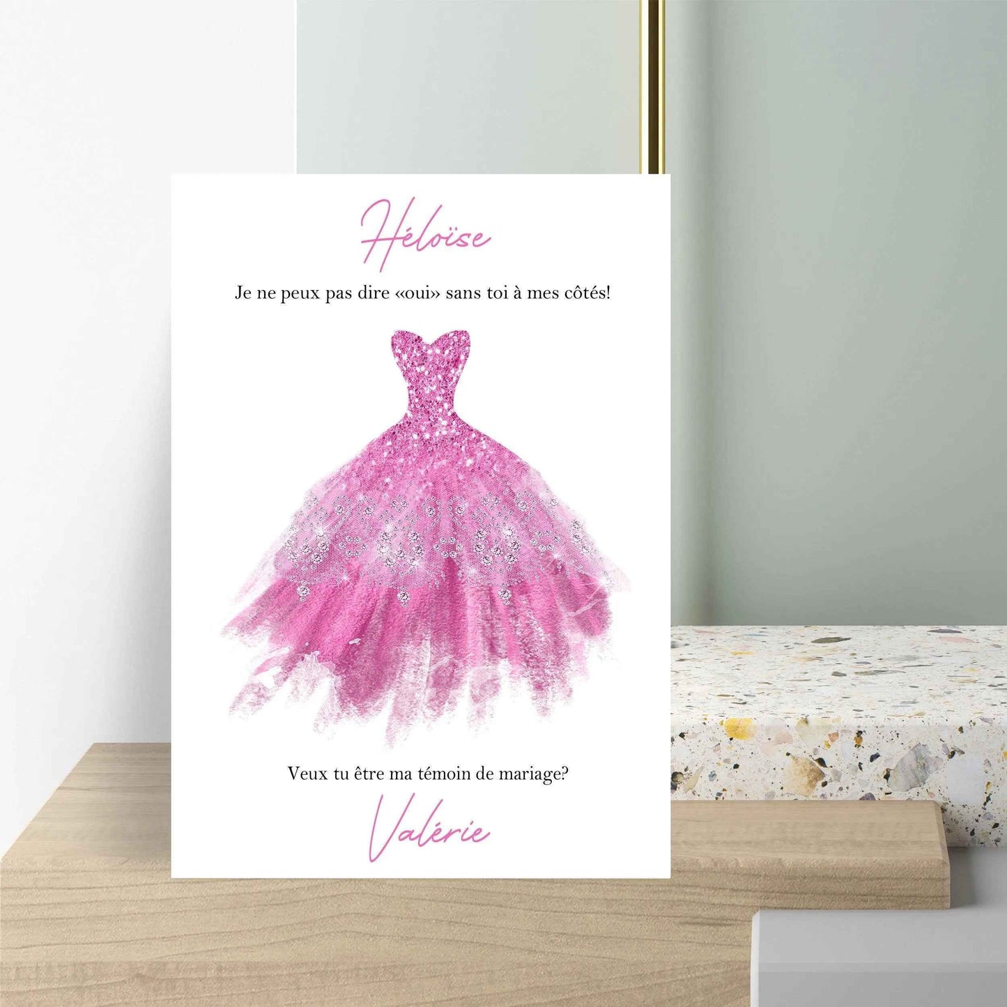 Carte Demande témoin, annonce mariage, Couleur et texte personnalisables, veux tu être ma témoin, veux-tu être ma demoiselle d'honneur