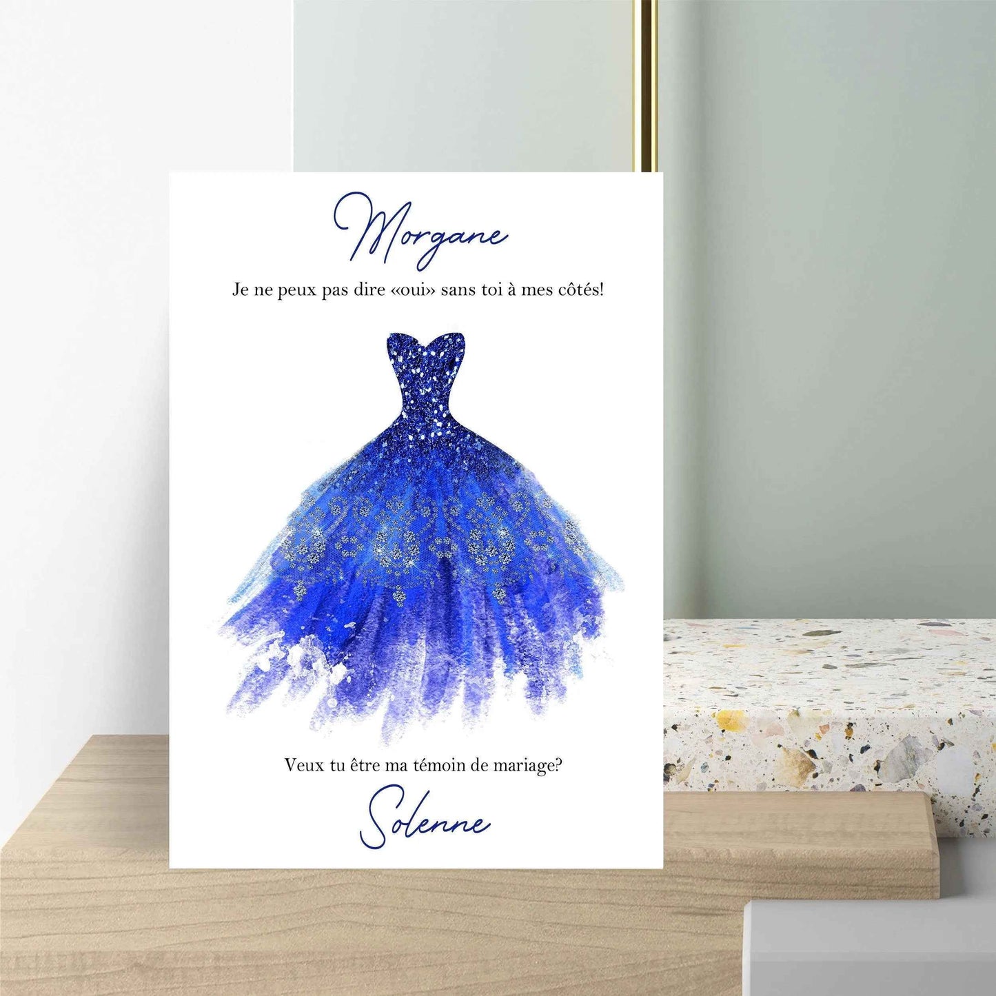 Carte Demande témoin, annonce mariage, Couleur et texte personnalisables, veux tu être ma témoin, veux-tu être ma demoiselle d'honneur
