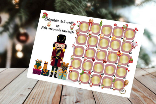 Calendrier de l'Avent Personnalisé à Gratter – Imprimé et expédié par nos soins - Activités en famille - Surprises en attendant Noël