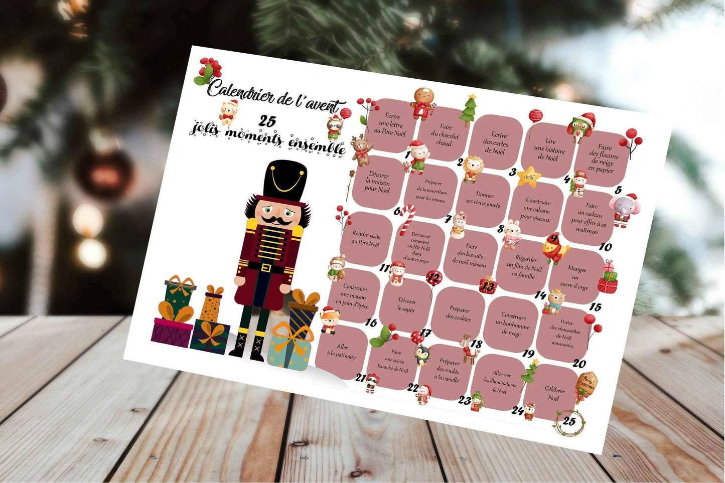 Calendrier de l'Avent Personnalisé à Gratter – Imprimé et expédié par nos soins - Activités en famille - Surprises en attendant Noël