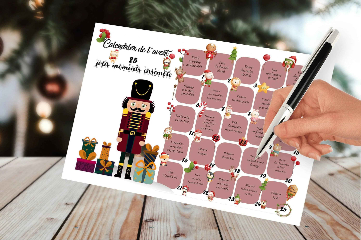 Calendrier de l'Avent Personnalisé à Gratter – Imprimé et expédié par nos soins - Activités en famille - Surprises en attendant Noël
