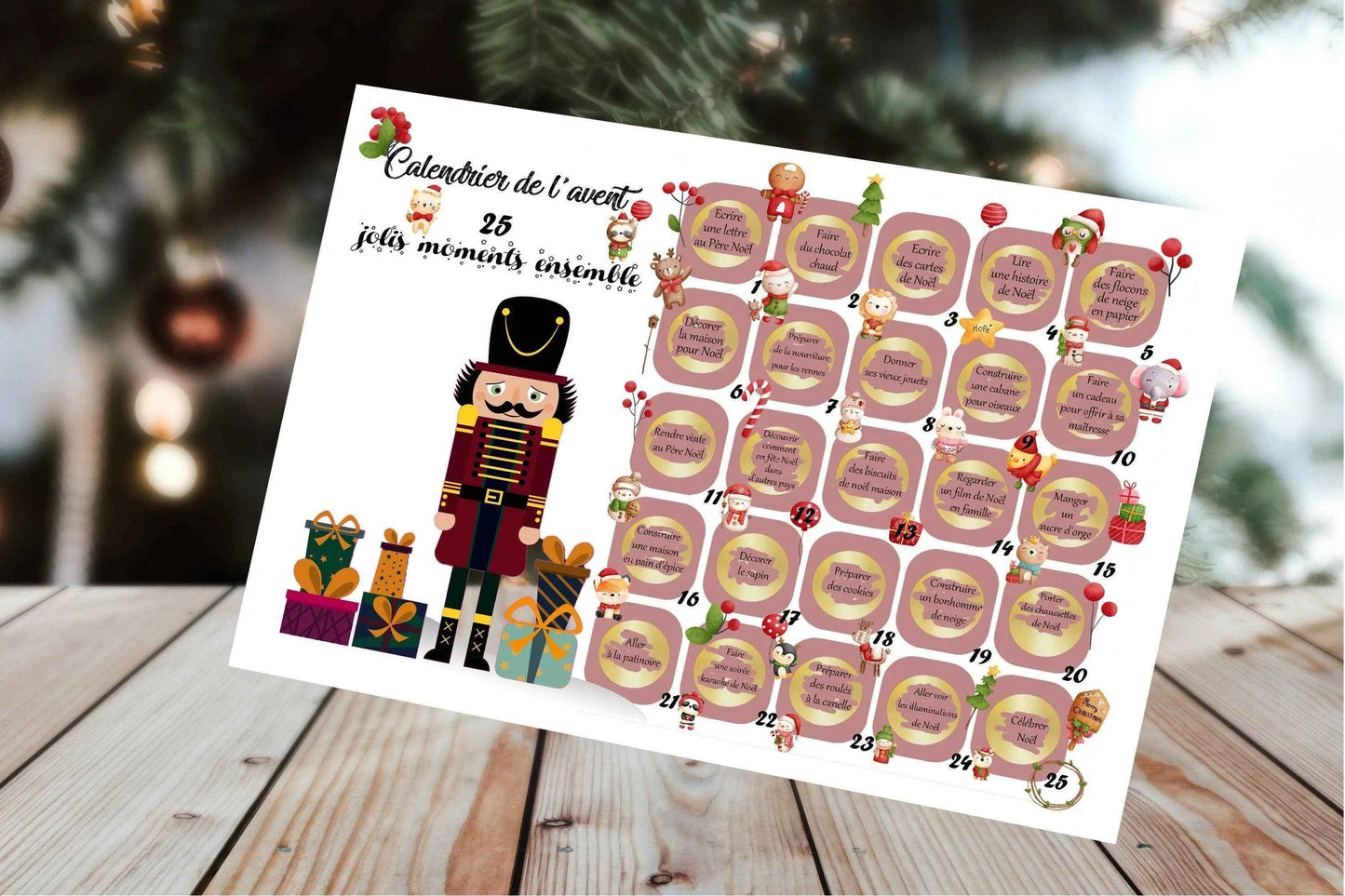 Calendrier de l'Avent Personnalisé à Gratter – Imprimé et expédié par nos soins - Activités en famille - Surprises en attendant Noël