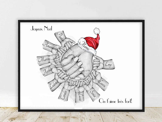 Cadeau de noël pour MAMIE, Affiche A4 Portrait personnalisé, cadeau pour mamie, cadeau fête grands Mères, couleur | texte personnalisables