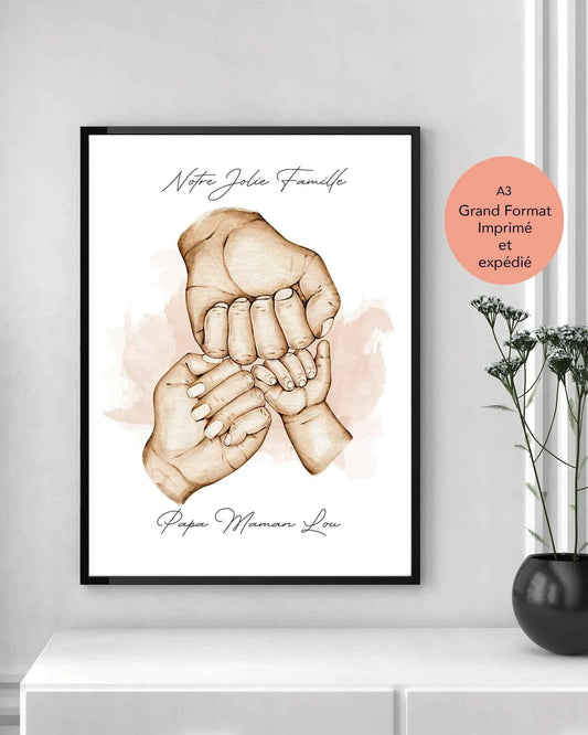 Affiche A3 Personnalisée Imprimée en France - Cadeau Fête des Pères/Mères, Naissance - Expédition Rapide