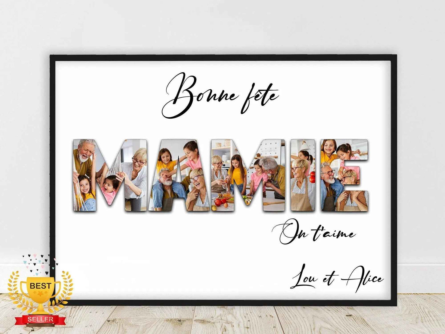 Cadeau pour papy, Affiche photos mot personnalisé, affiche joli mot avec photos, bonne fête papy, Affiche Papy, Affiche Mamie