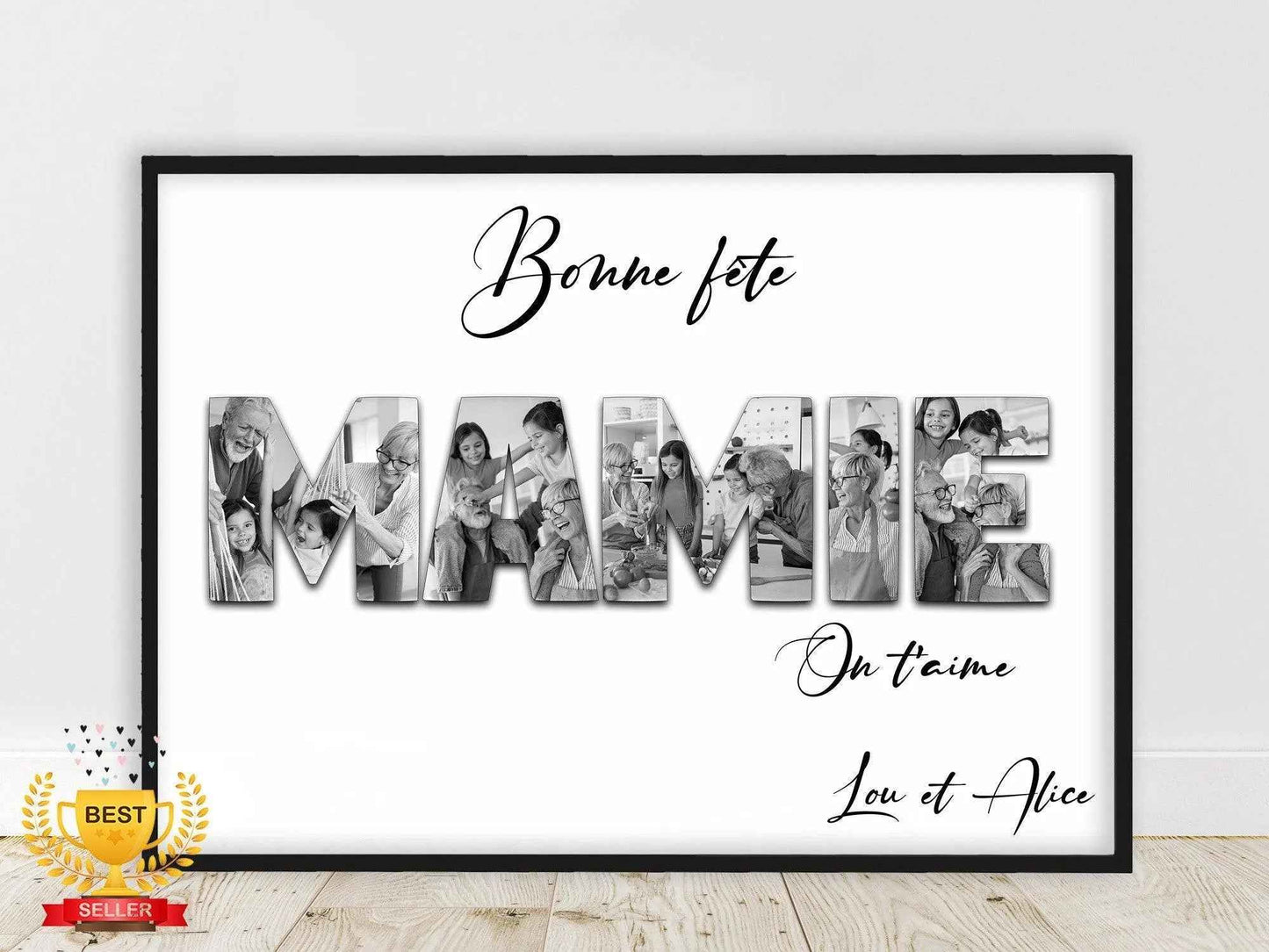 cadeau pour Papy, Affiche photos mot personnalisé, affiche joli mot avec photos, Affiche Famille, Affiche papy petits enfants enfant