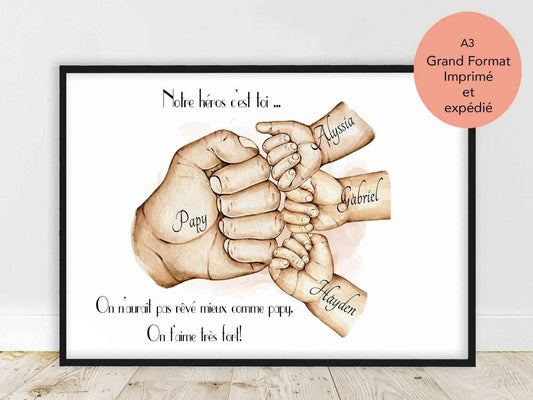 Affiche Personnalisée pour Papa - Cadeau Fête des Pères - Création Française, Expédition Rapide, Format au Choix