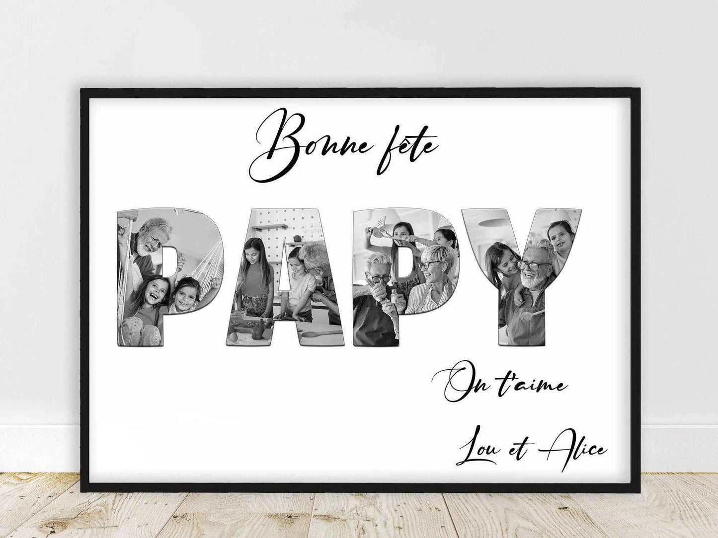 Cadeau pour papy, Affiche photos mot personnalisé, affiche joli mot avec photos, bonne fête papy, Affiche Papy, Affiche Mamie