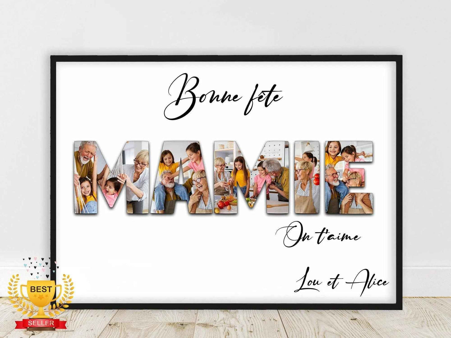 cadeau pour Papy, Affiche photos mot personnalisé, affiche joli mot avec photos, Affiche Famille, Affiche papy petits enfants enfant